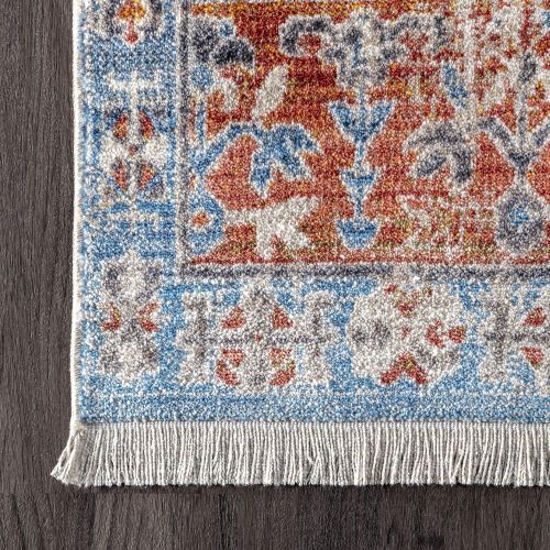  NuLOOM nuLOOM Handwoven Braided Border Denim Rag Area Rugs, 5 x 8, Light Blue