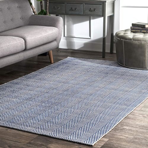  NuLOOM nuLOOM Handwoven Braided Border Denim Rag Area Rugs, 5 x 8, Light Blue