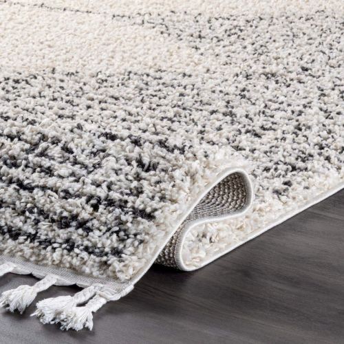  NuLOOM nuLOOM Sophie Striped Diamond Tassel Area Rug, 5 3 x 7 7, Off White