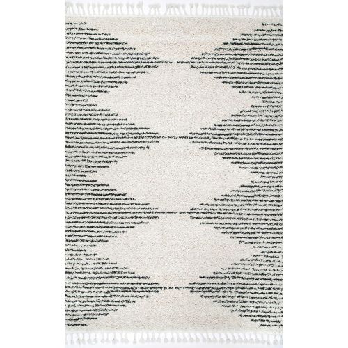  NuLOOM nuLOOM Sophie Striped Diamond Tassel Area Rug, 5 3 x 7 7, Off White