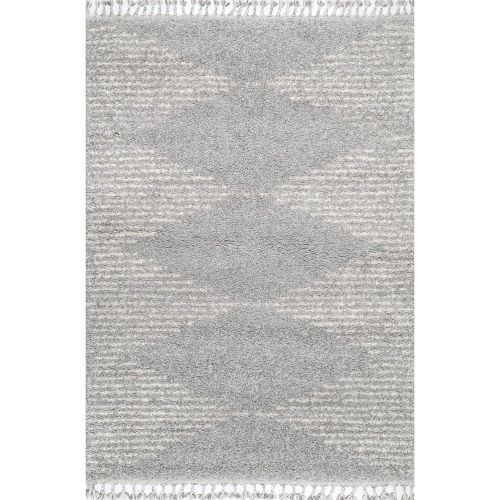  NuLOOM nuLOOM Sophie Striped Diamond Tassel Area Rug, 5 3 x 7 7, Off White