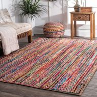 NuLOOM nuLOOM MGNM05A Braided Aleen Jute Rug, 6 Round, Multi