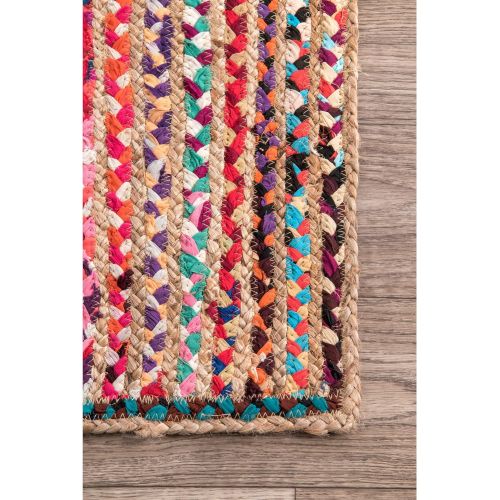  NuLOOM nuLOOM MGNM05A Braided Aleen Jute Rug, 6 Round, Multi