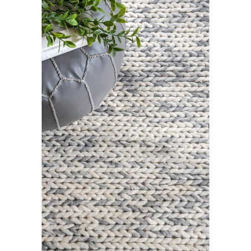  NuLOOM nuLOOM CB01 Handwoven Chunky Cable Wool Rug, 5 x 8, Off White