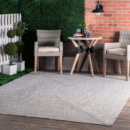  NuLOOM nuLOOM HJFV01C Braided Lefebvre Outdoor Rug, 5 x 8, Salt and Pepper