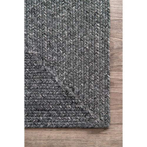  NuLOOM nuLOOM HJFV01C Braided Lefebvre Outdoor Rug, 5 x 8, Salt and Pepper