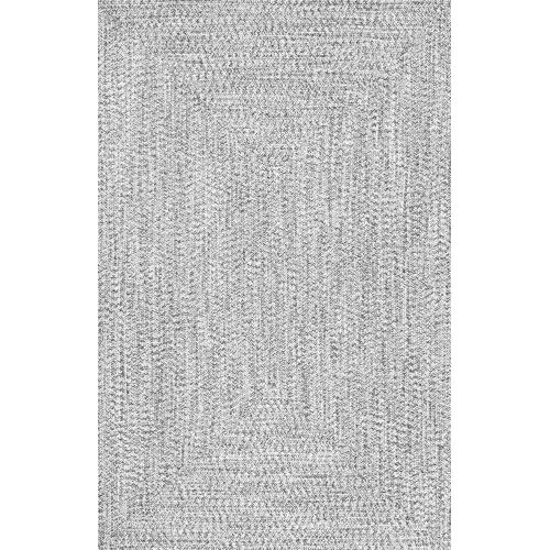  NuLOOM nuLOOM HJFV01C Braided Lefebvre Outdoor Rug, 5 x 8, Salt and Pepper