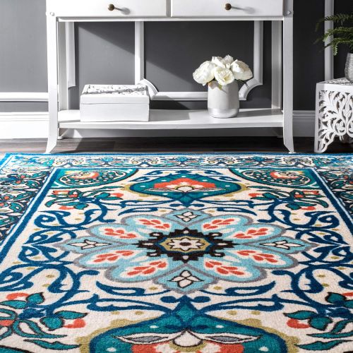  NuLOOM nuLOOM 8-Feet-by-10-Feet Floral Leda Rug - Blue