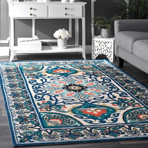  NuLOOM nuLOOM 8-Feet-by-10-Feet Floral Leda Rug - Blue