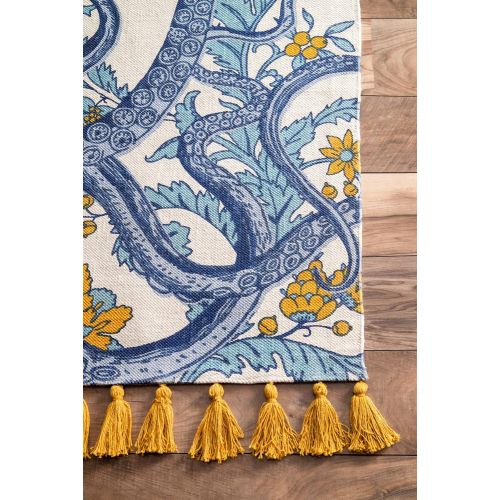  NuLOOM nuLOOM Multicolor Thomas Paul Flatweave Cotton Octopus Runner, 2 Feet 8 Inches by 8 Feet