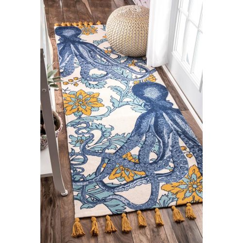  NuLOOM nuLOOM Multicolor Thomas Paul Flatweave Cotton Octopus Runner, 2 Feet 8 Inches by 8 Feet