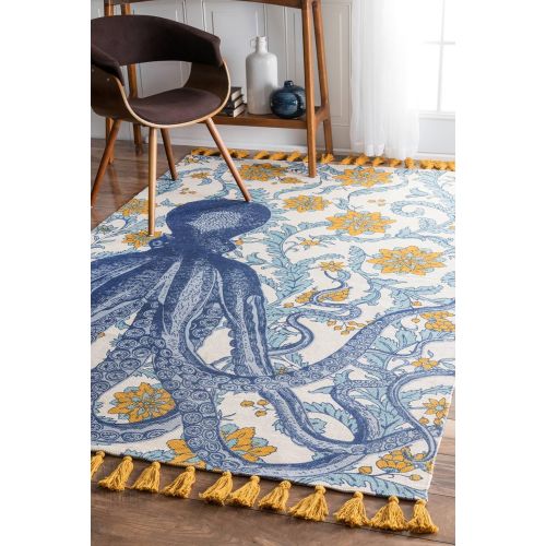  NuLOOM nuLOOM Multicolor Thomas Paul Flatweave Cotton Octopus Runner, 2 Feet 8 Inches by 8 Feet