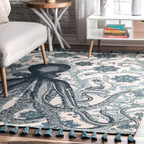  NuLOOM nuLOOM Multicolor Thomas Paul Flatweave Cotton Octopus Runner, 2 Feet 8 Inches by 8 Feet