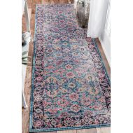 NuLOOM nuLOOM Blue Vintage Persian Floral Isela Rug, 5 Feet by 7 Feet 5 Inches