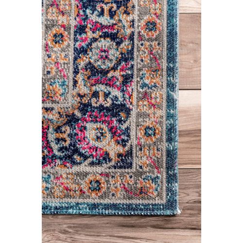  NuLOOM nuLOOM Blue Vintage Persian Floral Isela Rug, 5 Feet by 7 Feet 5 Inches
