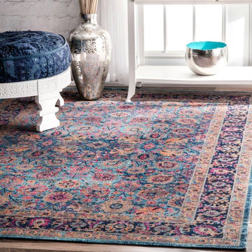  NuLOOM nuLOOM Blue Vintage Persian Floral Isela Rug, 5 Feet by 7 Feet 5 Inches