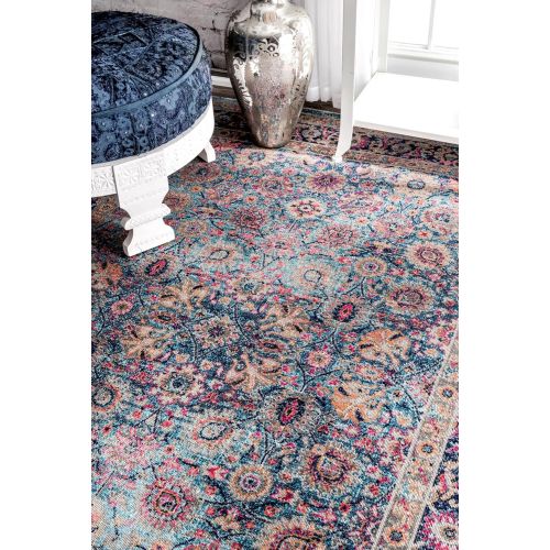  NuLOOM nuLOOM Blue Vintage Persian Floral Isela Rug, 5 Feet by 7 Feet 5 Inches