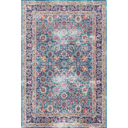  NuLOOM nuLOOM Blue Vintage Persian Floral Isela Rug, 5 Feet by 7 Feet 5 Inches