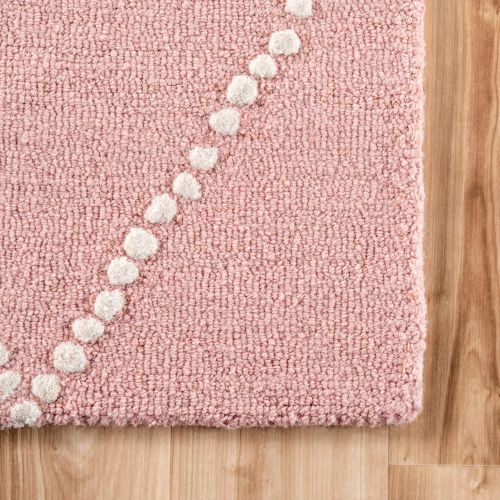  NuLOOM nuLOOM Hand Tufted Wool Dotted Diamond Trellis Area Rugs, 4 x 6, Baby Pink