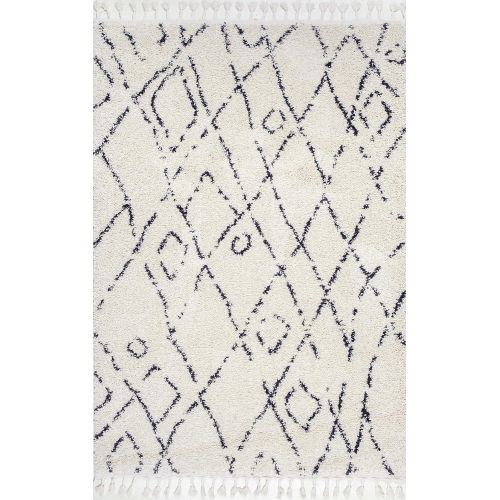  NuLOOM nuLOOM Nieves Moroccan Diamond Shag Rug, 5 3 x 7 7, Off White