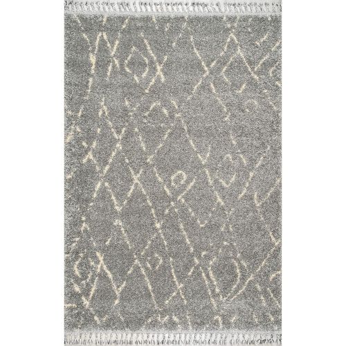  NuLOOM nuLOOM Nieves Moroccan Diamond Shag Rug, 5 3 x 7 7, Off White