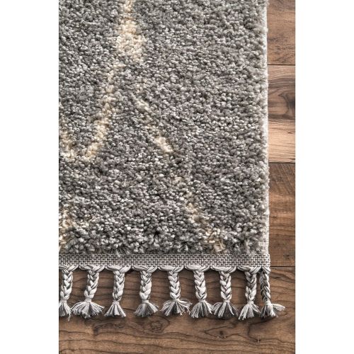  NuLOOM nuLOOM Nieves Moroccan Diamond Shag Rug, 5 3 x 7 7, Off White