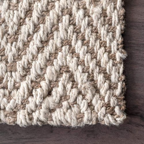  NuLOOM nuLOOM CLWA03A Handmade Vania Chevron Jute Rug, 4 x 6, Off White