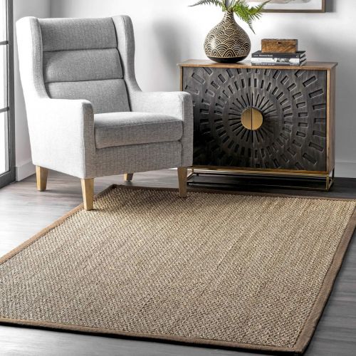  NuLOOM nuLOOM Elijah Seagrass with Border Area Rug, Beige, 6 x 9