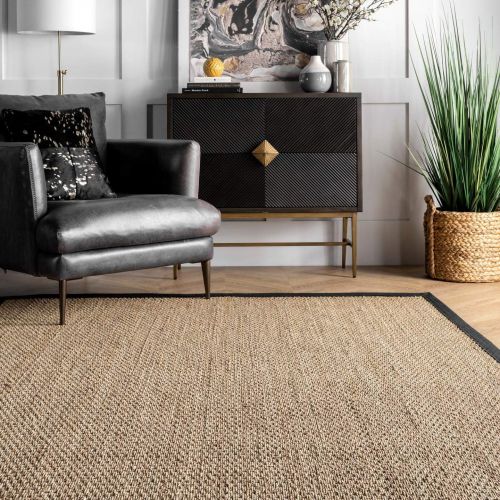  NuLOOM nuLOOM Elijah Seagrass with Border Area Rug, Beige, 6 x 9