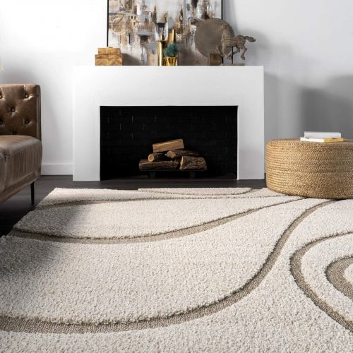  NuLOOM nuLOOM OZSG08A Soft and Plush Shaggy Curves Caroyln Shag Rug, 5 3 x 7 6, Cream