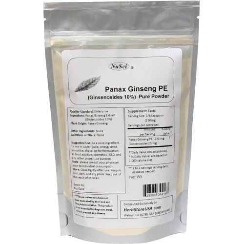  NuSci Panax Ginseng Extract Powder, Standardized 10% Ginsenosides, Energy & Vitality (1000 grams (2.2 lb))