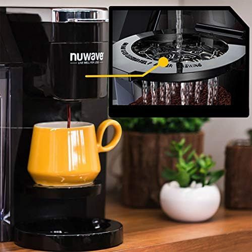  NuWave BruHub 3-in-1 Coffee Maker with Single Serve Brewing Capabilities for Coffee and Tea, 3 Strength Settings, Charcoal Filters Included and Insulated Carafe