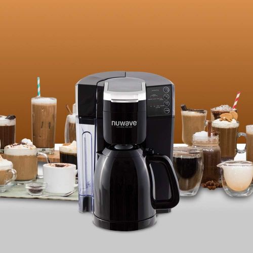  NuWave BruHub 3-in-1 Coffee Maker with Single Serve Brewing Capabilities for Coffee and Tea, 3 Strength Settings, Charcoal Filters Included and Insulated Carafe