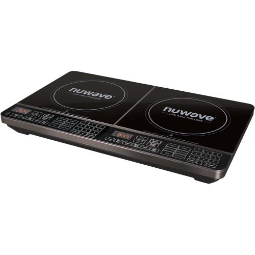  NUWAVE Double Precision Induction Cooktop, Portable, Powerful with 2 Large 8” Heating Coils, 94 Temperature Settings from 100°F to 575°F in 5°F Increments, 2 ? 11.5” Heat-Resistant