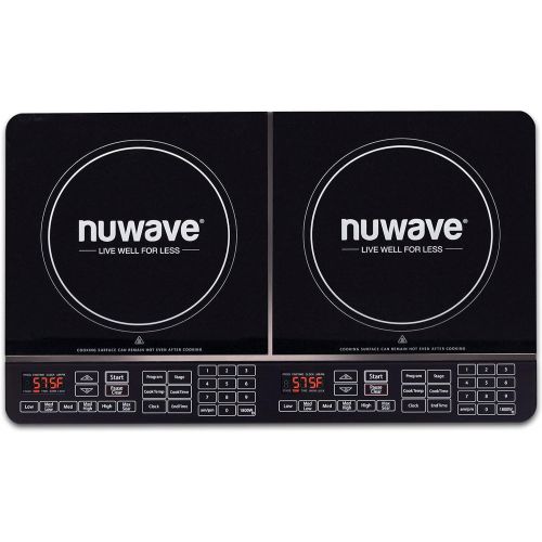  NUWAVE Double Precision Induction Cooktop, Portable, Powerful with 2 Large 8” Heating Coils, 94 Temperature Settings from 100°F to 575°F in 5°F Increments, 2 ? 11.5” Heat-Resistant