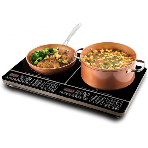  NUWAVE Double Precision Induction Cooktop, Portable, Powerful with 2 Large 8” Heating Coils, 94 Temperature Settings from 100°F to 575°F in 5°F Increments, 2 ? 11.5” Heat-Resistant