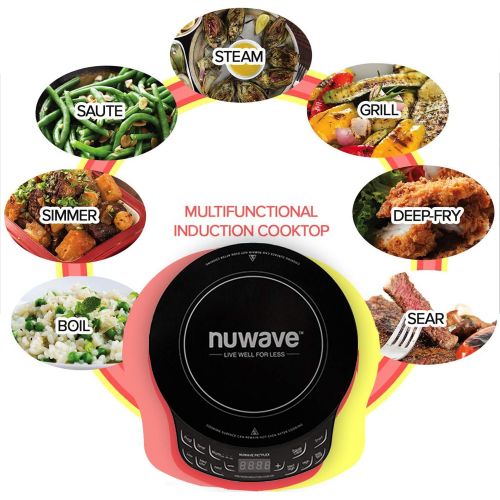  NUWAVE Flex Precision Induction Cooktop, Portable, Powerful with Large 6.5” Heating Coil, 45 Temperature Settings 100°F to 500°F, 3 Wattage Settings 600, 900, & 1300W, 9” Non-Stick