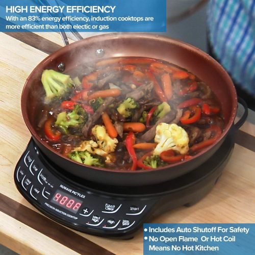  NUWAVE Flex Precision Induction Cooktop, Portable, Powerful with Large 6.5” Heating Coil, 45 Temperature Settings 100°F to 500°F, 3 Wattage Settings 600, 900, & 1300W, 9” Non-Stick