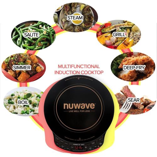  NUWAVE Gold Precision Induction Cooktop, Portable, Powerful with Large 8” Heating Coil, 52 Temperature Settings from 100°F to 575°F, 3 Wattage Settings 600, 900, and 1500 Watts, 12