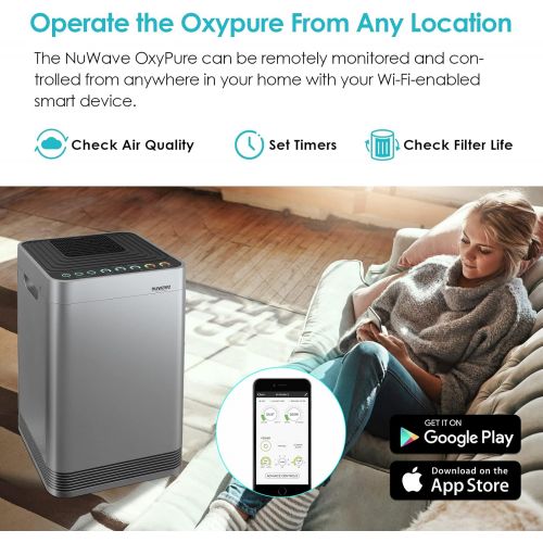  NuWave OxyPure Large Area Smart Air Purifier - Capture and Eliminate Smoke, Dust, Pollen, Mold, Pet Dander, Allergens, Lead, Formaldehyde, Gases, Bacteria, VOCs & Germs - NuWave Ai