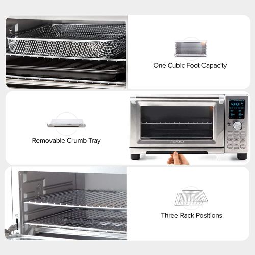  NUWAVE Bravo Air Fryer Toaster Smart Oven, 12-in-1 Countertop Convection, 30-QT XL Capacity, 50°-500°F Temperature Controls, Top and Bottom Heater Adjustments 0%-100%, Brushed Stai