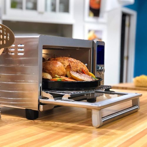  NUWAVE Bravo Air Fryer Toaster Smart Oven, 12-in-1 Countertop Convection, 30-QT XL Capacity, 50°-500°F Temperature Controls, Top and Bottom Heater Adjustments 0%-100%, Brushed Stai