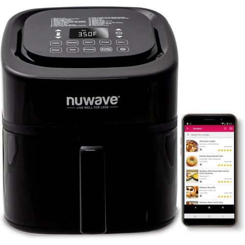  NUWAVE Brio 6-in-1 Air Fryer Oven Combo, 8-Qt X-Large Size, Fit up to 3 LBS. of Fries or 5 LB. Chicken, Non-Stick Air Circulation Riser & Never-Rust Reversible Stainless Steel Rack