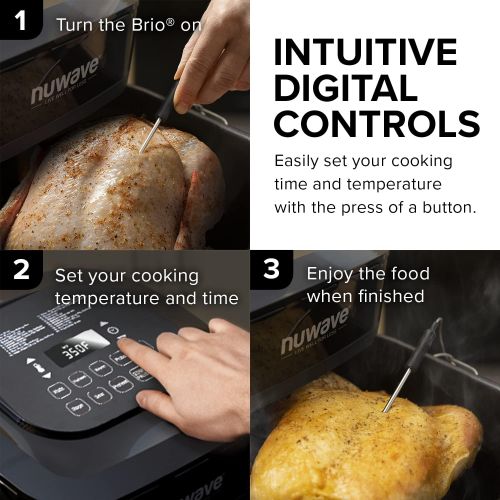  NuWave 8-Quart 6-in-1 Brio Healthy Smart Digital Air Fryer with One-Touch Digital Controls, Integrated Digital Temperature Probe & Advanced Cooking Functions