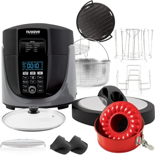  NuWave Duet Pressure Cooker, Air Fryer & Grill Combo Cooker Deluxe with Removable Pressure and Air Fry Lids, 6qt Stainless Steel Pot, 4qt Stainless Steel Air Fryer Basket