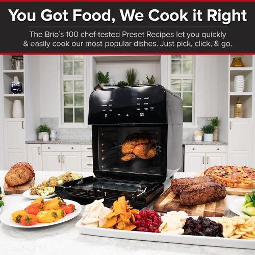  NUWAVE Brio Air Fryer Smart Oven, 15.5-Qt X-Large Family Size, Countertop Convection Rotisserie Grill Combo, Non-Stick Drip Tray, Stainless Steel Rotisserie Basket.