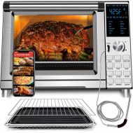 NUWAVE Bravo Air Fryer Oven Pro, 12-in-1, 30QT XL Large Capacity Digital Countertop Convection Oven, 1800 W Dual Heater, Digital Temperature Probe, Heavy Duty Racks with Load of Ov