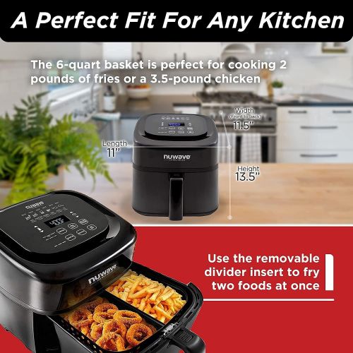  Nuwave Brio 6-Quart Digital Air Fryer Including Non-Stick Baking Pan and Stainless-Steel Cooking Rack (6-Quart + Gourmet Kit)