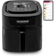 [아마존베스트]NuWave Brio 6-Quart Air Fryer with App Recipes (Black) includes basket divider, one-touch digital controls, 6 easy presets, wattage control, and advanced functions like SEAR, PREHE
