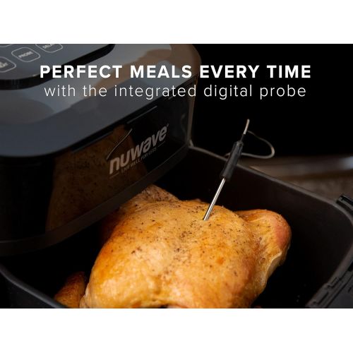  [아마존베스트]NuWave Brio 6-Quart Healthy Digital Air Fryer with One-Touch Digital Controls, Integrated Digital Temperature Probe, Advanced Cooking Functions, Removable Divider Insert & Grill Pl